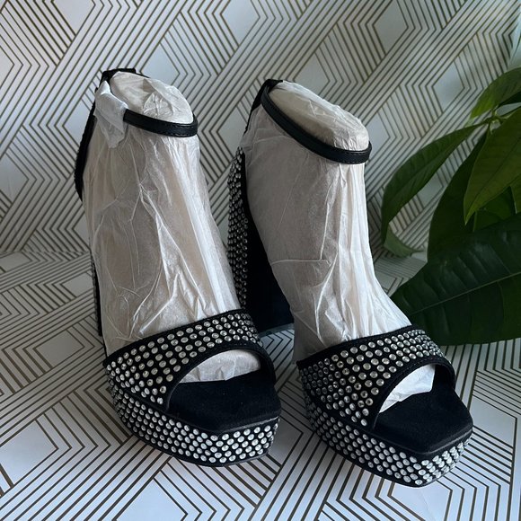 NEW Sam Edelman Nellie Glitz Platform Black Embellished Heels NWB 6 1/2 M - Picture 1 of 7